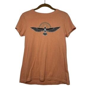Orange Native American Tee Womens Size XS Thunderbird T shirt Short Sleeve